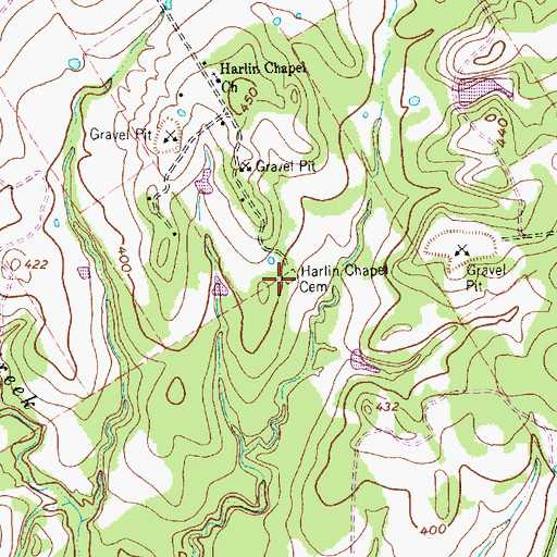 Topographic Map of Harlin Chapel Cemetery, TX