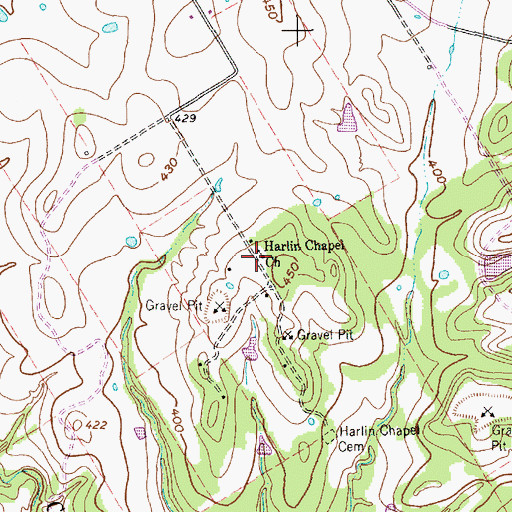 Topographic Map of Harlin Chapel Church, TX