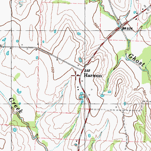 Topographic Map of Harmon, TX