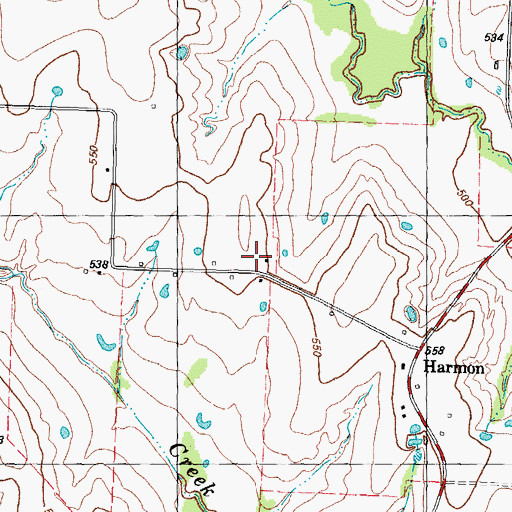 Topographic Map of Harmon School, TX