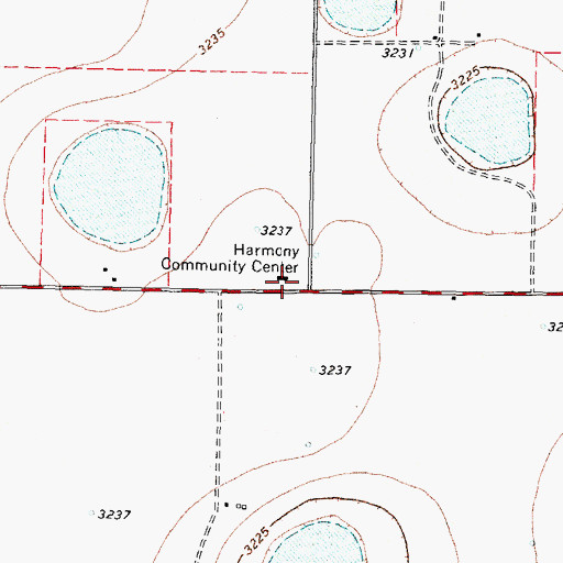 Topographic Map of Harmony Community Center, TX