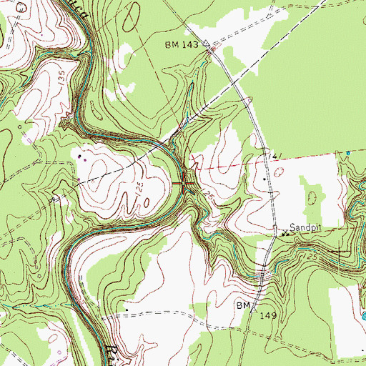 Topographic Map of Harold Branch, TX