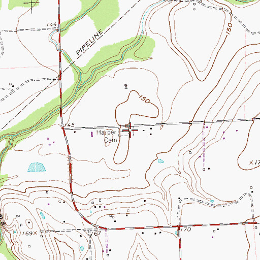 Topographic Map of Harper Cemetery, TX