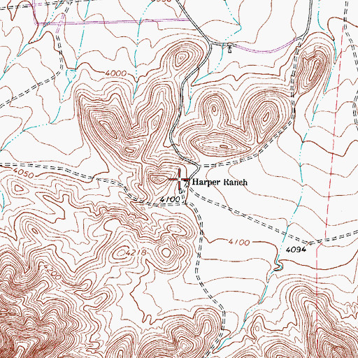 Topographic Map of Harper Ranch, TX