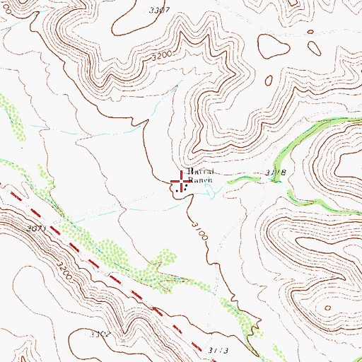 Topographic Map of Harral Ranch, TX