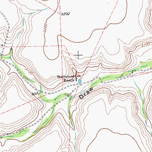 Topographic Map of Harrelson Ranch, TX