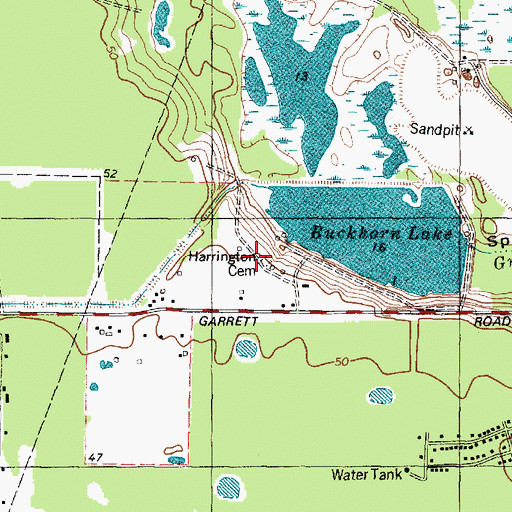 Topographic Map of Harrington Cemetery, TX