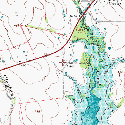 Topographic Map of Harris Chapel Cemetery, TX