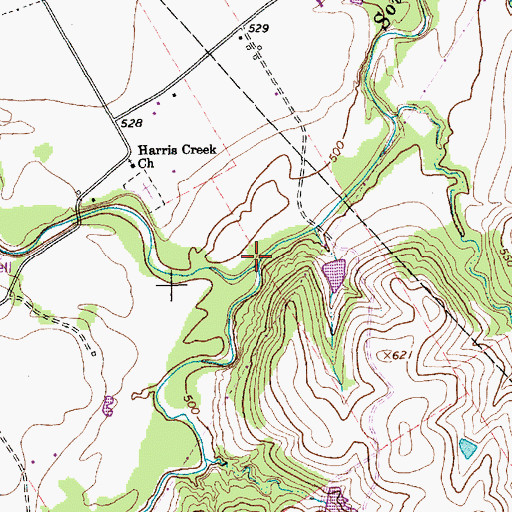 Topographic Map of Harris Creek, TX