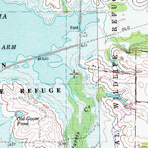 Topographic Map of Harris Creek, TX