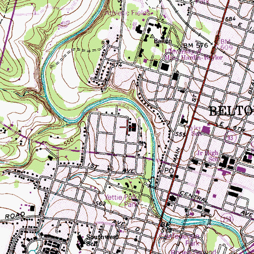 Topographic Map of Harris School, TX