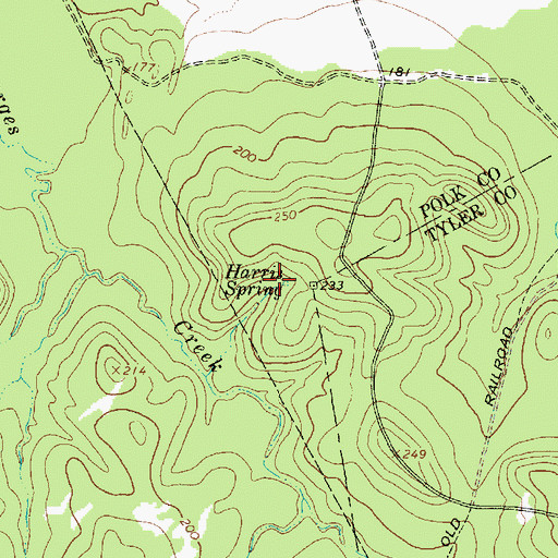 Topographic Map of Harris Spring, TX