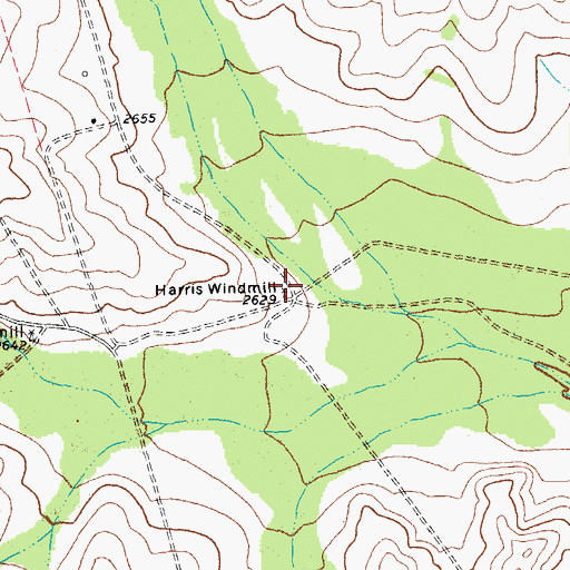 Topographic Map of Harris Windmill, TX