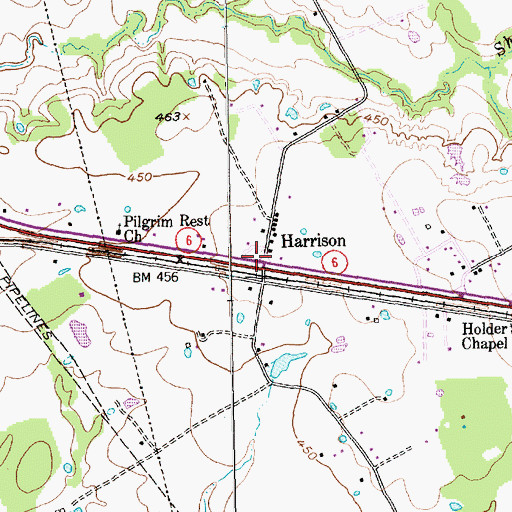 Topographic Map of Harrison, TX
