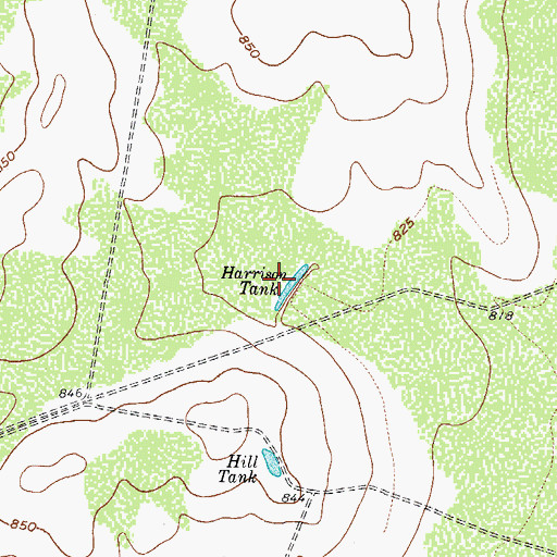 Topographic Map of Harrison Tank, TX