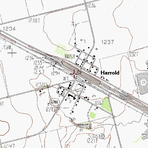 Topographic Map of Harrold, TX