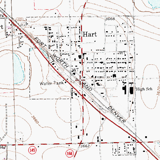 Topographic Map of Hart, TX