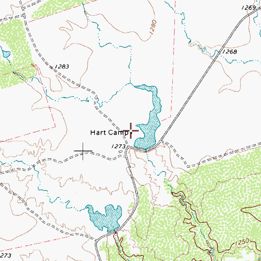 Topographic Map of Hart Camp, TX