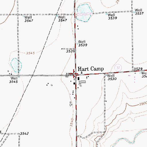 Topographic Map of Hart Camp, TX