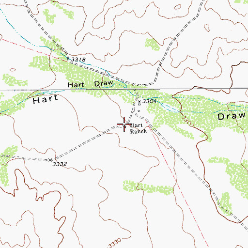 Topographic Map of Hart Ranch, TX