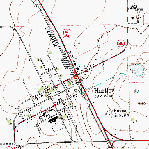 Topographic Map of Hartley, TX