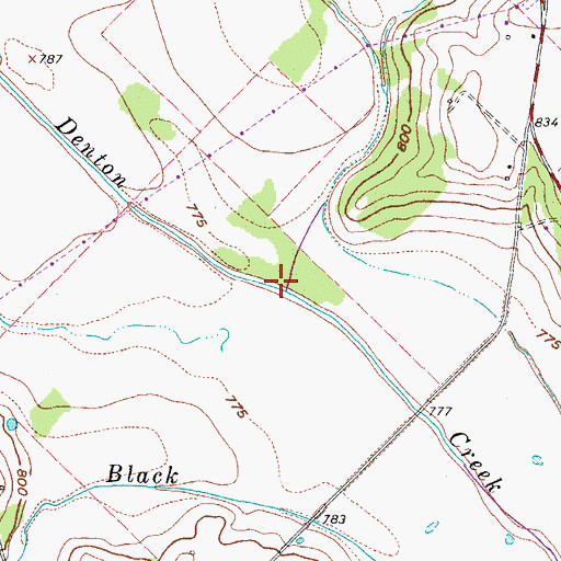 Topographic Map of Harts Creek, TX