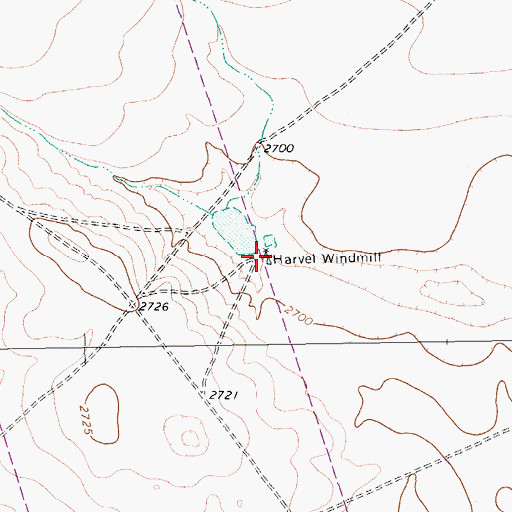 Topographic Map of Harvel Windmill, TX