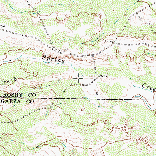 Topographic Map of Harvey Creek, TX