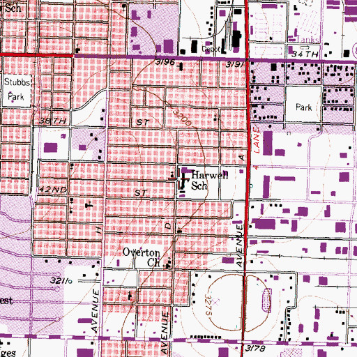 Topographic Map of Harwell School, TX
