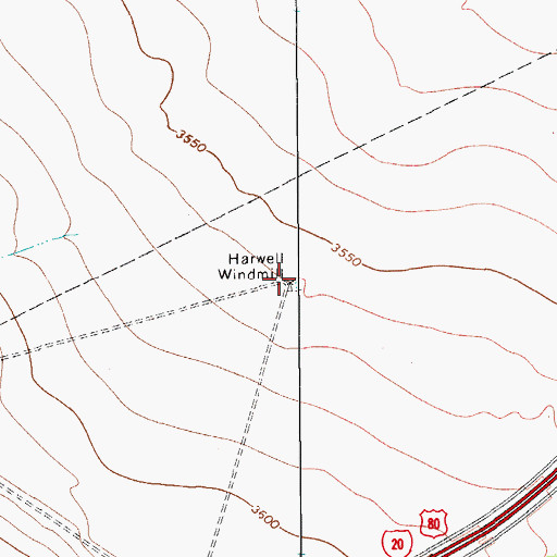 Topographic Map of Harwell Windmill, TX