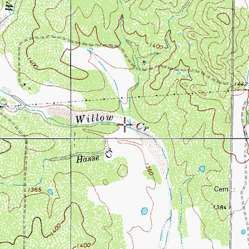 Topographic Map of Hasse Creek, TX