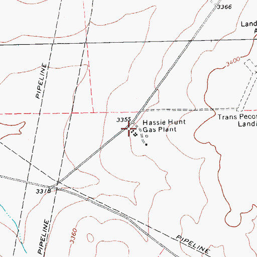 Topographic Map of Hassie Hunt Gas Plant, TX