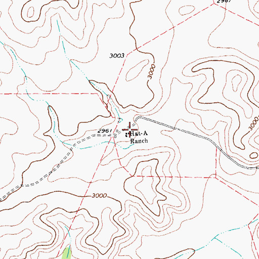 Topographic Map of Hat-A Ranch, TX
