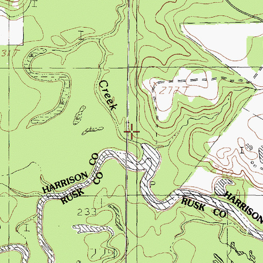 Topographic Map of Hatley Creek, TX