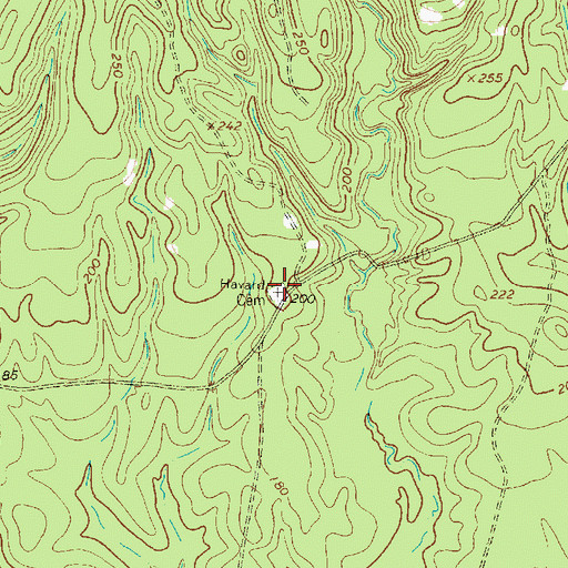 Topographic Map of Havard Cemetery, TX