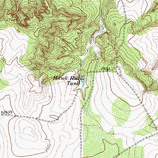 Topographic Map of Hawk Hill Tank, TX