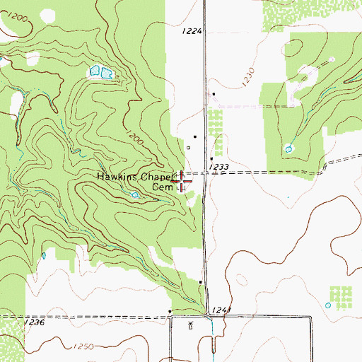 Topographic Map of Hawkins Chapel Cemetery, TX