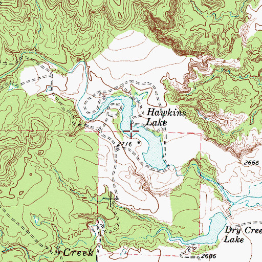 Topographic Map of Hawkins Lake, TX