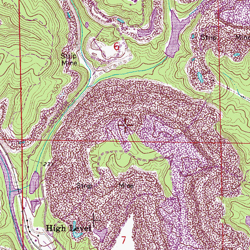Topographic Map of High Level Mine, AL