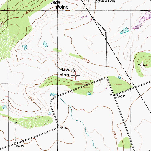 Topographic Map of Hawley Point, TX