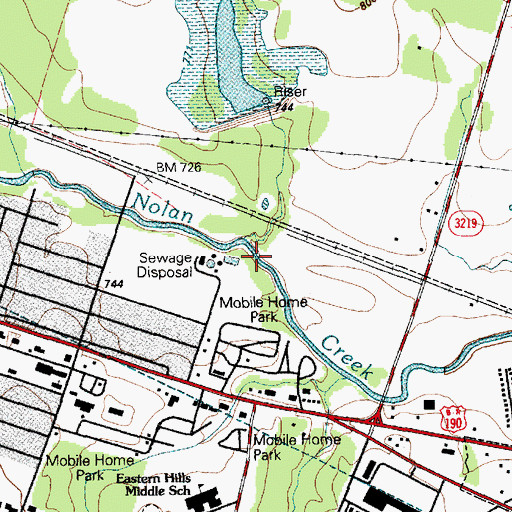 Topographic Map of Hay Branch, TX