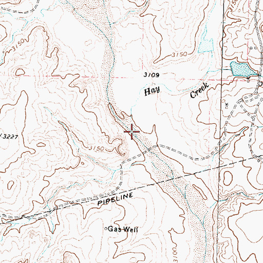 Topographic Map of Hay Creek, TX