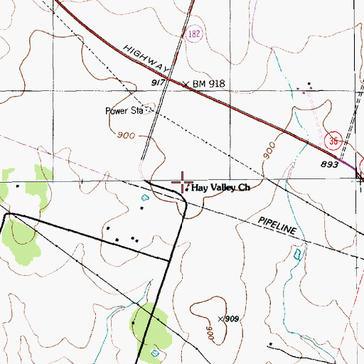 Topographic Map of Hay Valley Church, TX