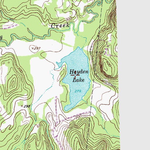 Topographic Map of Hayden Lake, TX