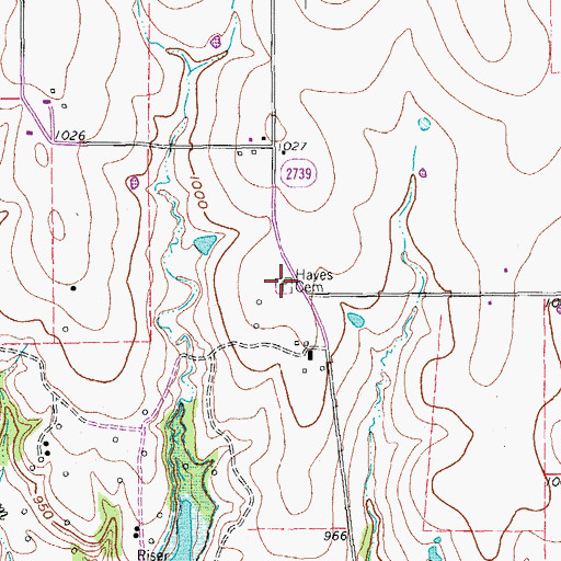 Topographic Map of Hayes Cemetery, TX
