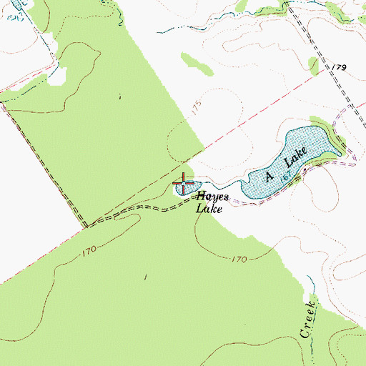 Topographic Map of Hayes Lake, TX