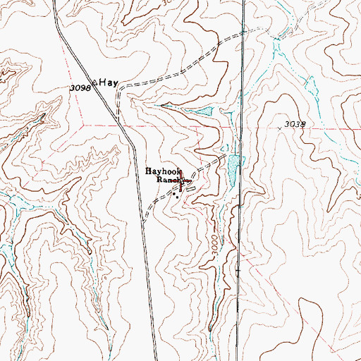 Topographic Map of Hayhook Ranch, TX