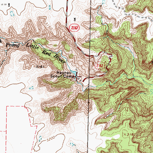 Topographic Map of Haynes Scout Camp, TX