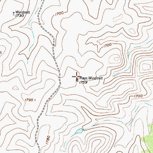 Topographic Map of Hays Windmill, TX
