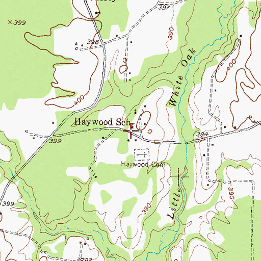 Topographic Map of Haywood School, TX